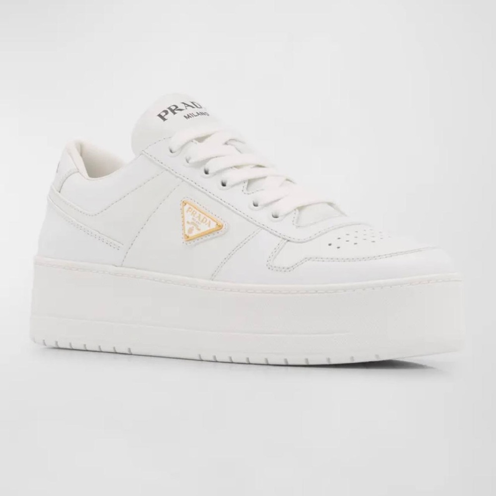 Prada "Downtown" low-top leather platform sneakers Size 11